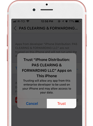 confirm trust PAS CLEARING & FORWARDING (LLC)